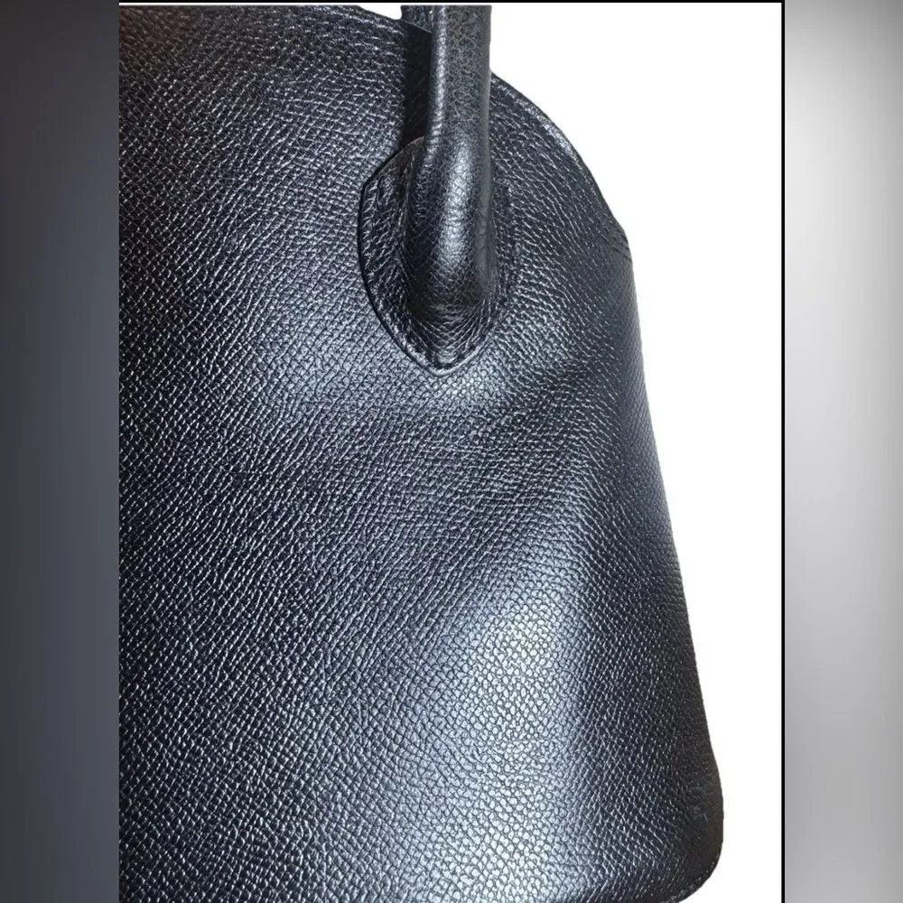 VALENTINO GARAVANI Black Saffiano Leather Bowler Dome Top Handle Bag Vtg Auth